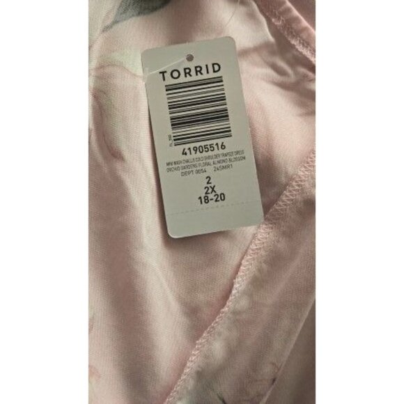 Torrid Pink Floral Pockets Off-Shoulder Midi Challis Dress Size 2X - Picture 7 of 11